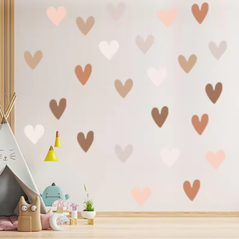 Samolepiaca dekorácia na stenu - Farebné srdiečka