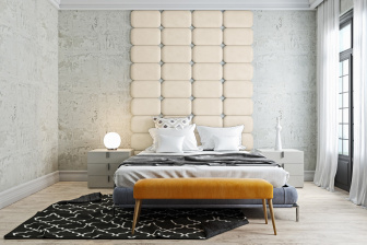 Čalúnený nástenný panel Classic plus 30/30/5 cm - krémová