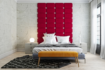 Čalúnený nástenný panel Classic plus 30/30/5 cm - rubínová