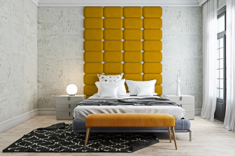 Čalúnený nástenný panel Classic plus 40/30/5 cm - horčicová