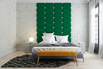 Čalúnený nástenný panel Classic plus 40/30/3 cm - fľaškovo zelená