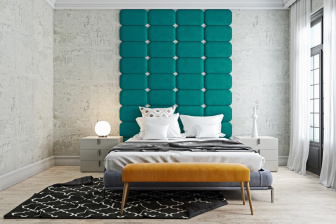 Čalúnený nástenný panel Classic plus 30/30/3 cm - zelenomodrá