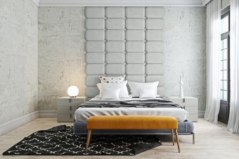 Čalúnený nástenný panel Classic plus 30/30/3 cm - popolavá