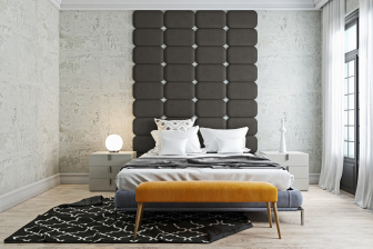 Čalúnený nástenný panel Classic plus 30/30/3 cm - grafitová