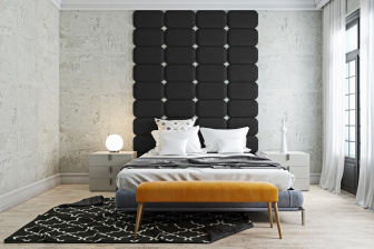 Čalúnený nástenný panel Classic plus 60/30/3 cm - čierná