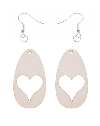 Drevené náušnice - Srdce