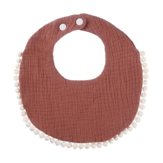 Mušelínový podbradník s čipkou - hnedá