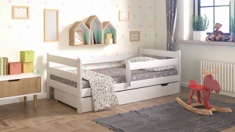 Posteľ KÚBA 180x80 cm - BIELA + šuplík + rošt ZADARMO