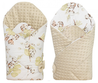 Zavinovačka obojstranná Minky - kvet bavlny/béžová