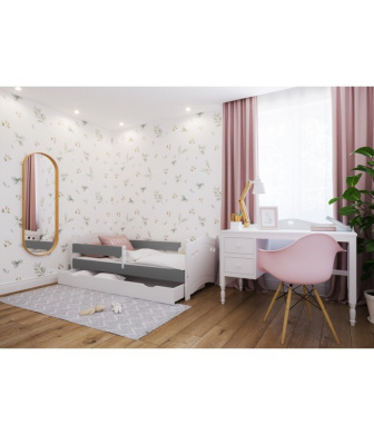 Posteľ  Elisa 160/80 cm - biela / sivá + matrace + šuplík