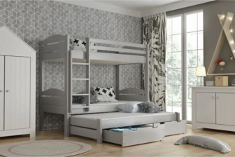 Poschodová posteľ Lukas - ŠEDÁ + rošty ZADARMO