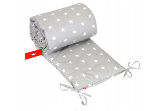 Ochranný mantinel do postieľky - sivá + biele hviezdy