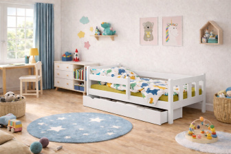 Posteľ Martin 160x80 cm - BIELA + šuplík + rošt ZADARMO