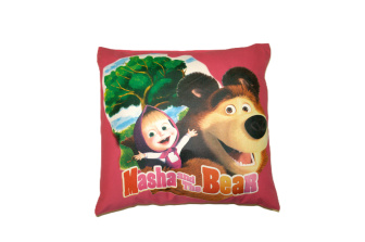 Detská obliečka na vankúš 40x40 cm - Máša a Medvěď / ružová