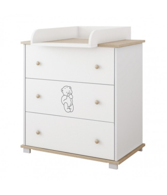 Prebaľovacia komoda Gloria - biela/ dub Medveď