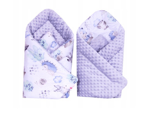 Zavinovačka obojstranná Minky - Zvieratká bielá/sivá