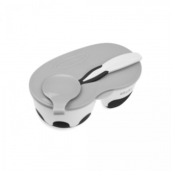 Miska dvojkomorová lyžička bielo/šedá