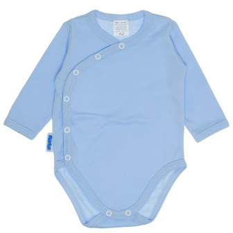 Dojčenské bavlnené body celoprepínací - modrá 62