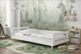 Posteľ z masívu Betka na nohách 160/80 cm - BIELA + rošt ZADARMO
