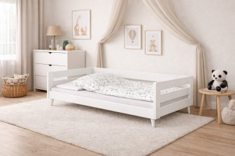 Posteľ z masívu Betka na nohách 160/80 cm - BIELA + rošt ZADARMO