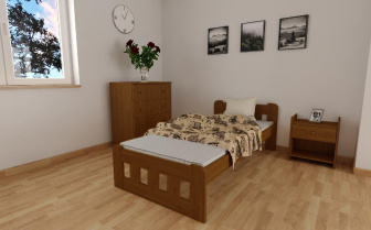 Posteľ Nika 90 x 200 cm dub masív borovice zvýšená + rošt ZADARMO