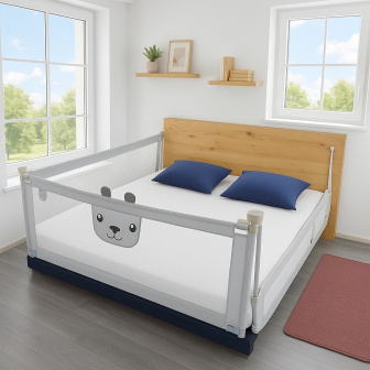 Zábrana na posteľ Méďa -180 cm sivá