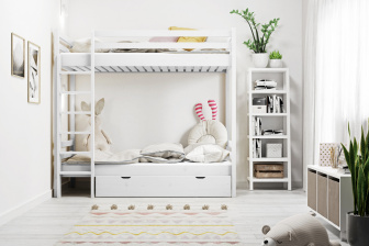 Poschodová posteľ Olivia biela 90/200 cm + rošty ZADARMO