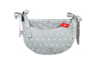 Závesný vreckár na postielku - sivá / hviezdičky