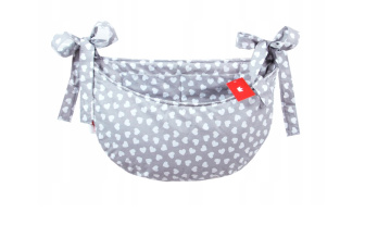 Závesný vreckár na postielku - sivá / srdiečka