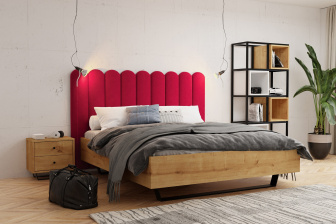 Čalúnený nástenný panel plot 20 x 70 x 3 cm  rubínová