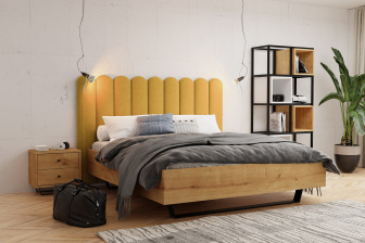 Čalúnený nástenný panel plot 20 x 120 x 5 cm hořčicová