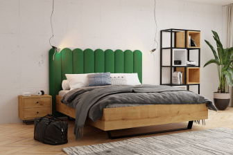 Čalúnený nástenný panel plot 20 x 120 x 3 cm  fľaškovo zelená