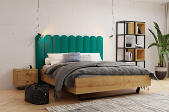 Čalúnený nástenný panel plot 20 x 70 x 5 cm tyrkysová