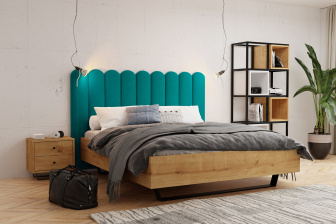 Čalúnený nástenný panel plot 20 x 70 x 5 cm zelenomodrá