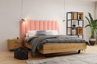 Čalúnený nástenný panel plot 20 x 120 x 5 cm svetlo ružová