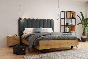 Čalúnený nástenný panel plot 20 x 120 x 5 cm grafitová