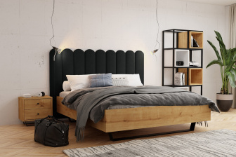 Čalúnený nástenný panel plot 20 x 120 x 3 cm čierná