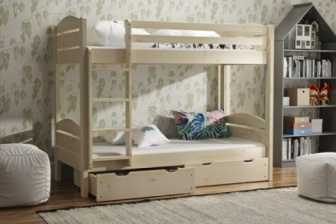 Patrová posteľ Petr z masívu smrk 80x200 cm - PRÍRODNÁ  + rošty a zásuvky ZADARMO