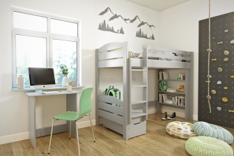 Vyvýšená posteľ Darina šedá 90/200 cm + rošt ZADARMO