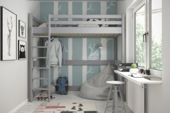 Jednolôžková poschodová posteľ Anika siva s roštom ZADARMO