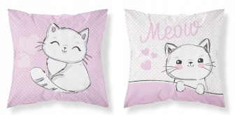 Detský poťah na vankúš 40x40 cm / Mačička ružová