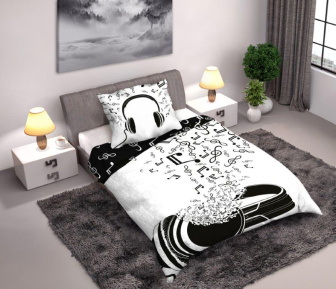 Obliečky bavlnené 140/200 + 70/90 - music