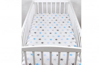 Plachta bavlnená s gumka 120/60 cm - modré hviezdy
