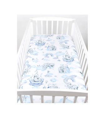 Plachta bavlnená s gumka 120/60 cm - sloník modrá