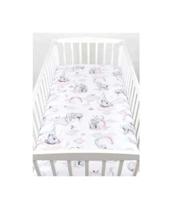 Plachta bavlnená s gumka 120/60 cm - sloník ružová