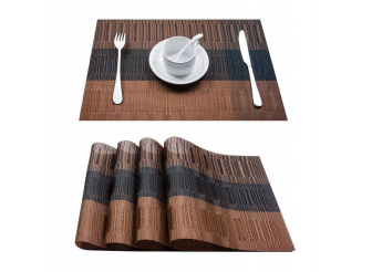 Prestieranie pletené / PVC 1 kus - pruh - hnědočierná