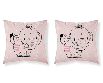 Detské obliečky na vankúš 40x40 cm - Sloník / ružová