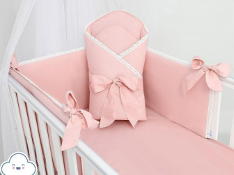 Postieľka s kompletnou výbavou koronka růžová