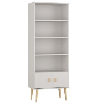 Policový regál z masívu borovice Nord 2D 79/204/42 cm / biela