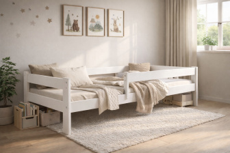 Posteľ z masívu Rudi 90/200 cm - BIELA + rošt ZADARMO